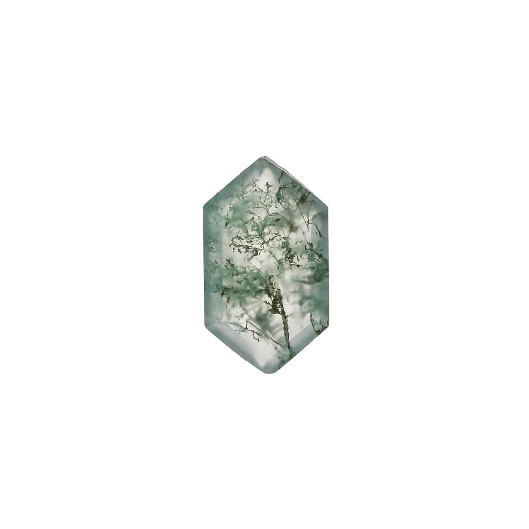 The Lyra | 14k | White | Size 5 | Stone MOS187 | Green Ring Box | Custom Engraving:  +$0