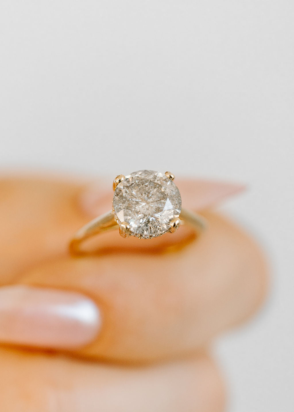 The Eden | 3.2ct Round Salt and Pepper Diamond | Yellow Gold