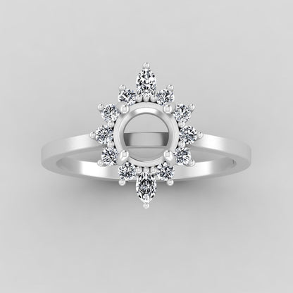 The Sienna | 14k | White | Size 6 | Stone Moissanite | Marquise | 13x6.5mm | Pink Ring Box | Custom Engraving: Beijo  +$75