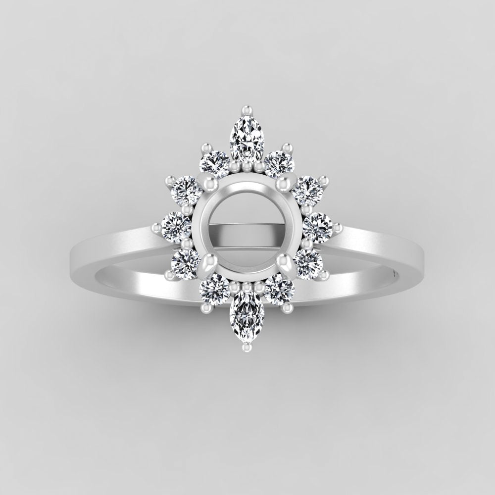 The Sienna | Platinum | White | Size 5.25 | Stone OV25 | Green Ring Box | Custom Engraving:  +$0