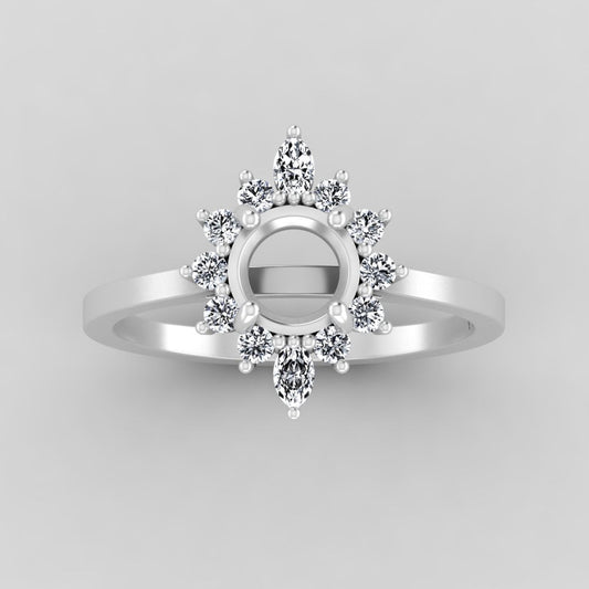 The Sienna | Platinum | White | Size 5.25 | Stone OV25 | Green Ring Box | Custom Engraving:  +$0