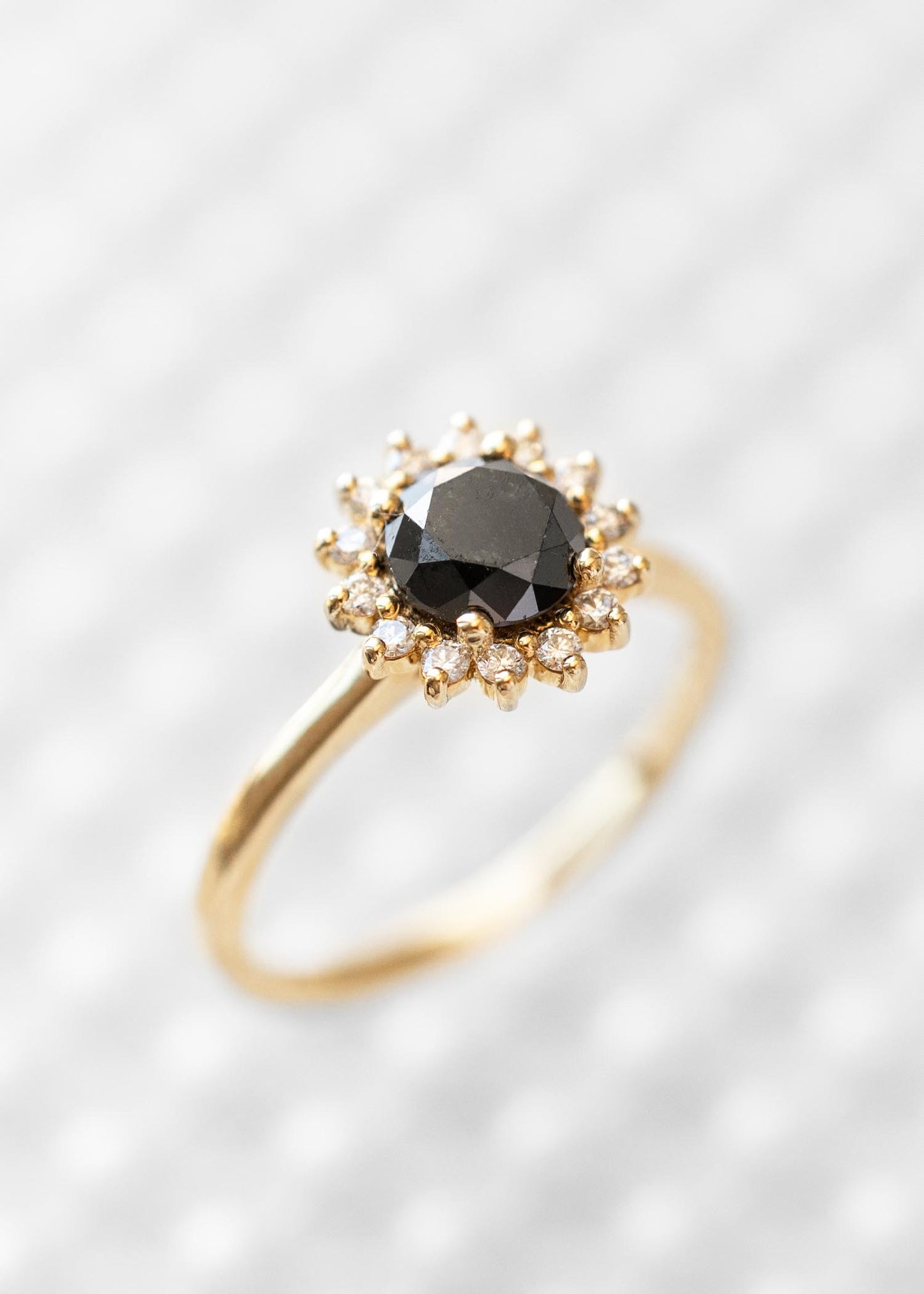 The Soleil Ring | 1.05ct Black Round Diamond | Yellow Gold