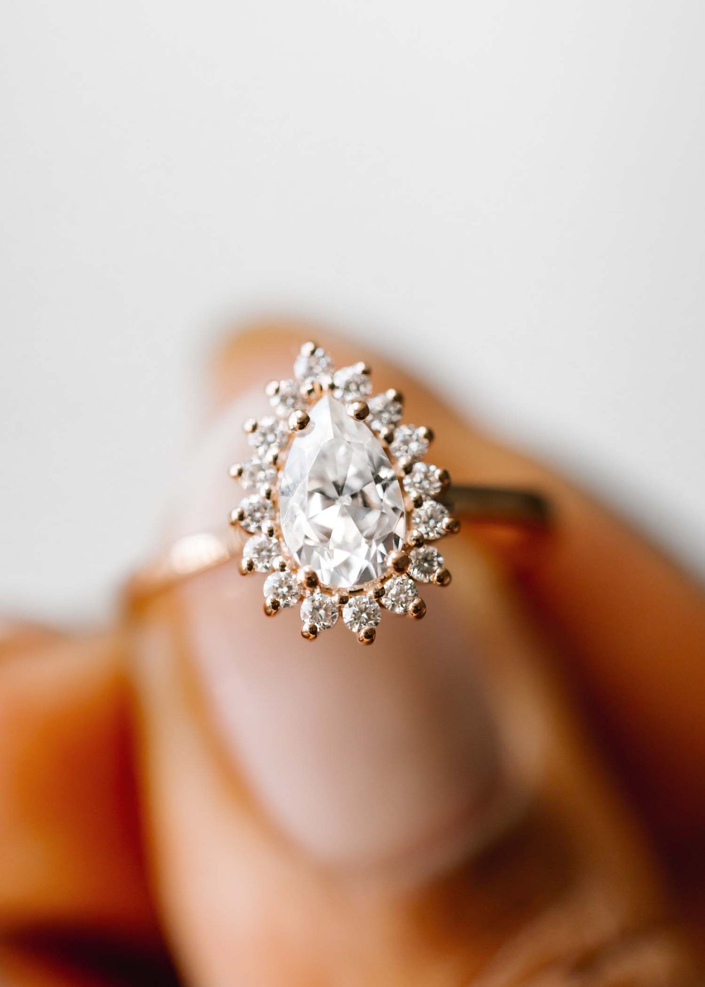 The Soleil | .89ct Pear Moissanite | Rose Gold