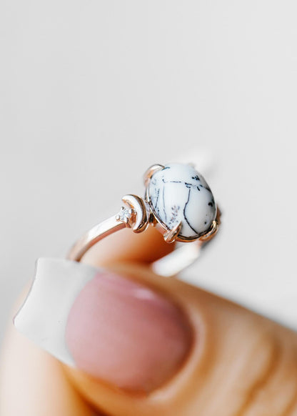 The Selene | 2.18ct Oval Snow Opal | Rose Gold