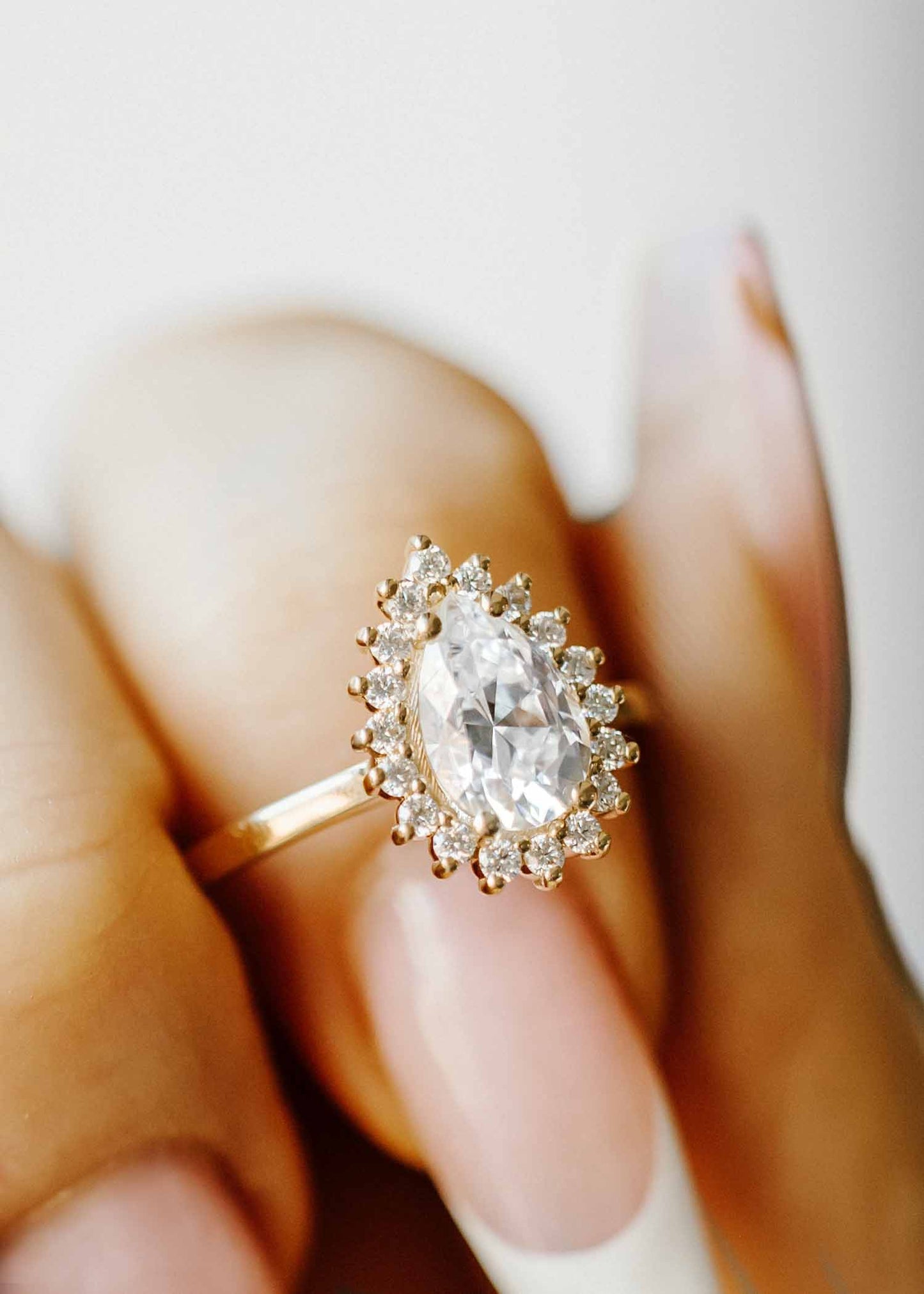 The Soleil | 1.35ct Pear Shaped Moissanite | Yellow Gold