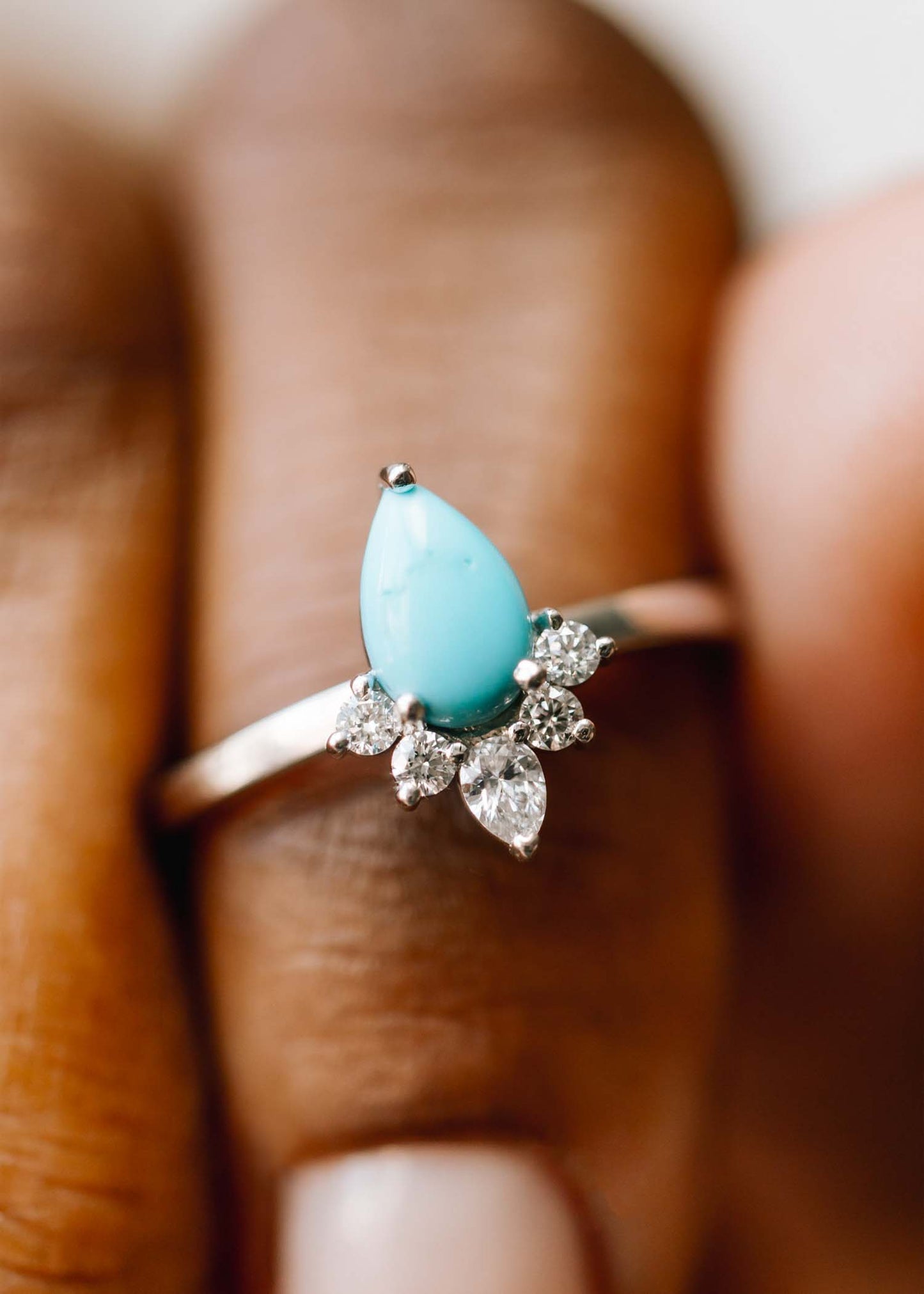 The Celeste Ring | .76ct Natural Turquoise | White Gold