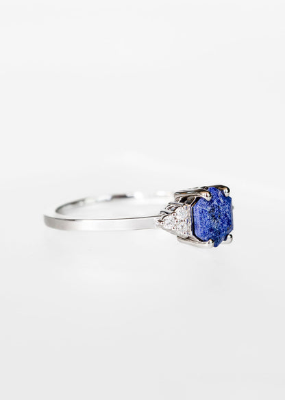 The Calisto | .96ct Hexagon Lapis Lazuli | White Gold