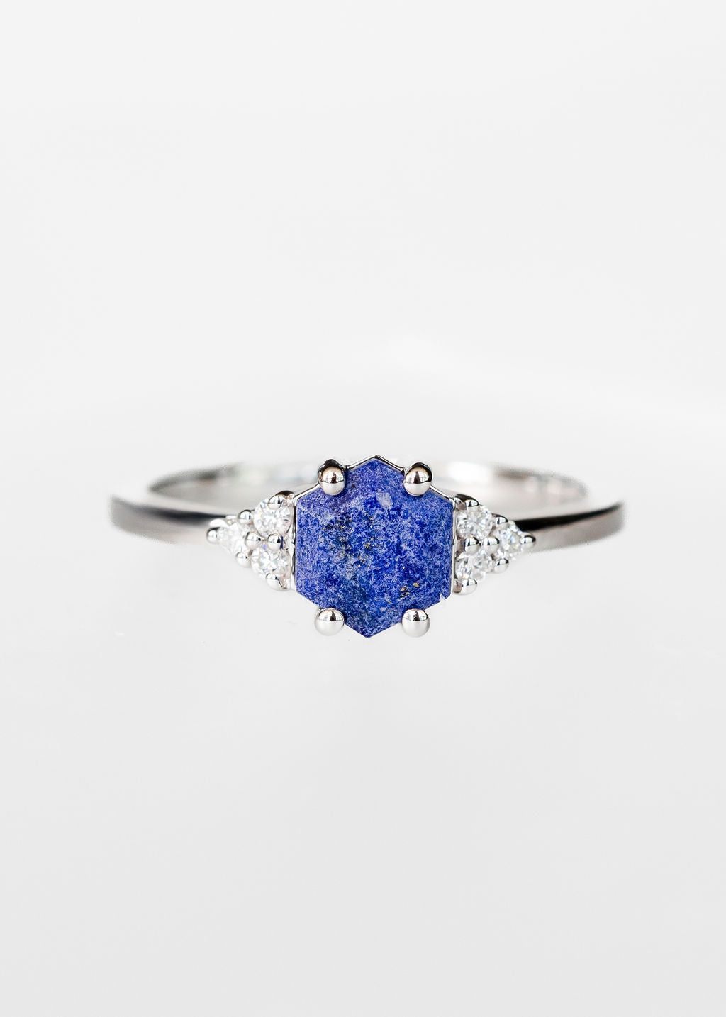 The Calisto | .96ct Hexagon Lapis Lazuli | White Gold