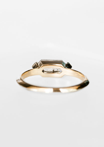 The Lyra | .95ct Hexagon Salt and Pepper Diamond | Yellow Gold