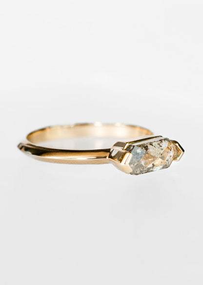 The Lyra | .95ct Hexagon Salt and Pepper Diamond | Yellow Gold