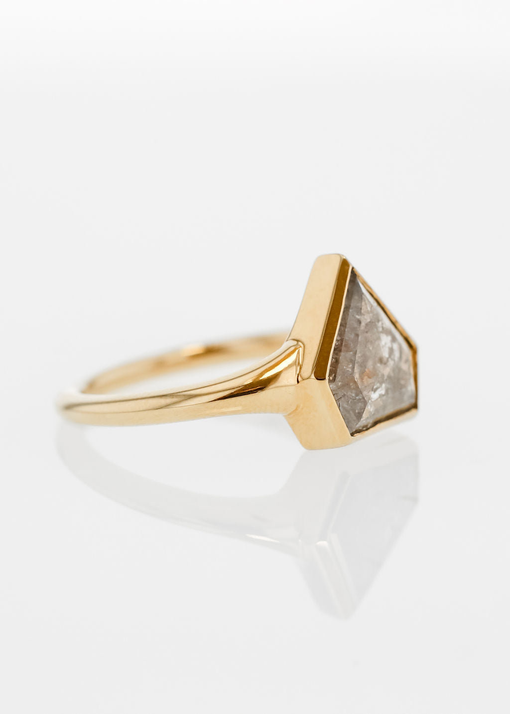 The Leda | 1.95ct Shield Salt and Pepper Diamond | 18k Yellow Gold