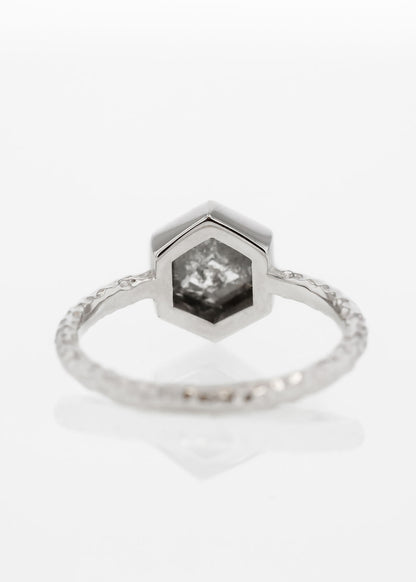 The Leda | 1.60ct Hexagon Salt and Pepper Diamond | 18k White Gold