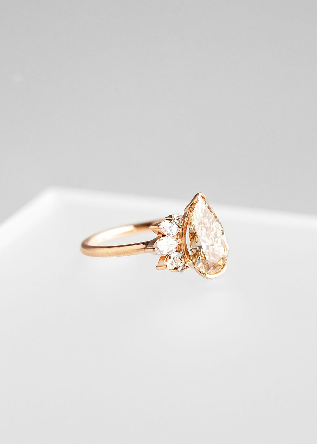 The Wren | 1.87ct Pear Champange Diamond | Rose Gold