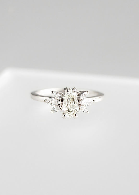 The Mini Luna | .62ct Shield Natural Diamond | White Gold