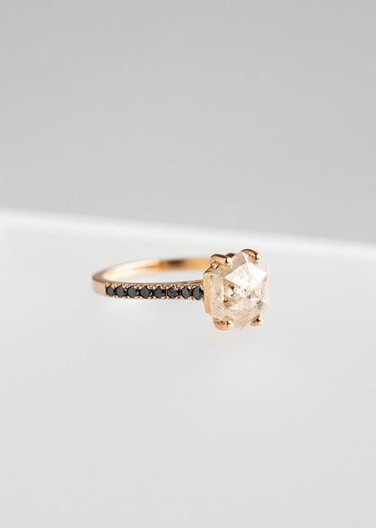 The Jett | 1.87ct Hexagon Salt and Pepper | Rose Gold