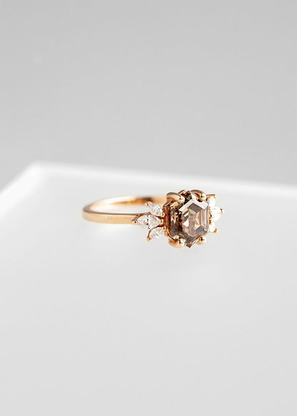 The Mini Luna | 1.65ct Cognac Hexagon Diamond | Rose Gold