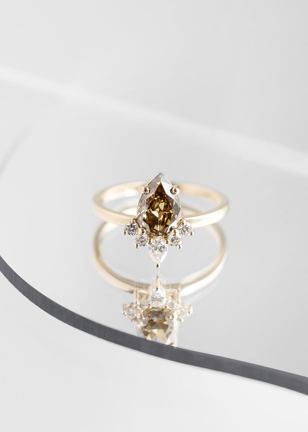 The Celeste | 1.08ct Champange Pear Diamond | Yellow Gold