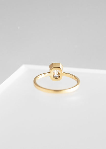 The Leda | .64ct Emerald Cut Diamond | Yellow Gold