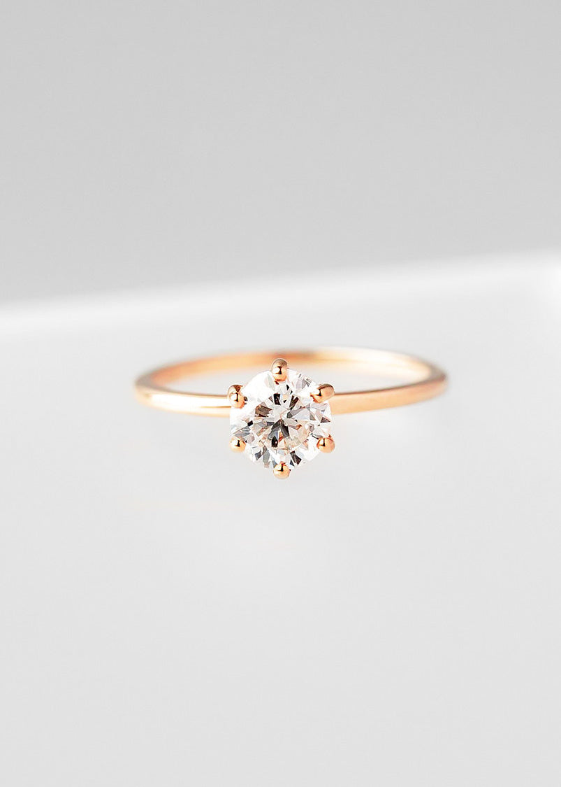 The Helia Ring | 0.90ct Round Natural Diamond | Rose Gold