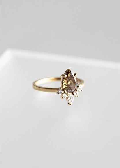 The Celeste | 1.08ct Champange Pear Diamond | Yellow Gold