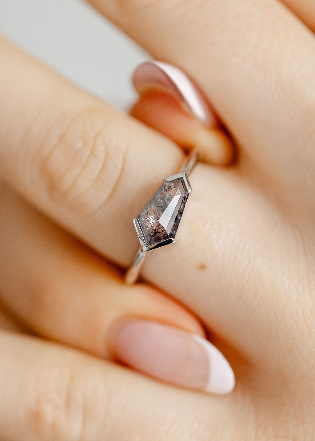 The Lyra | 1.29ct Kite Salt & Pepper Diamond | White Gold