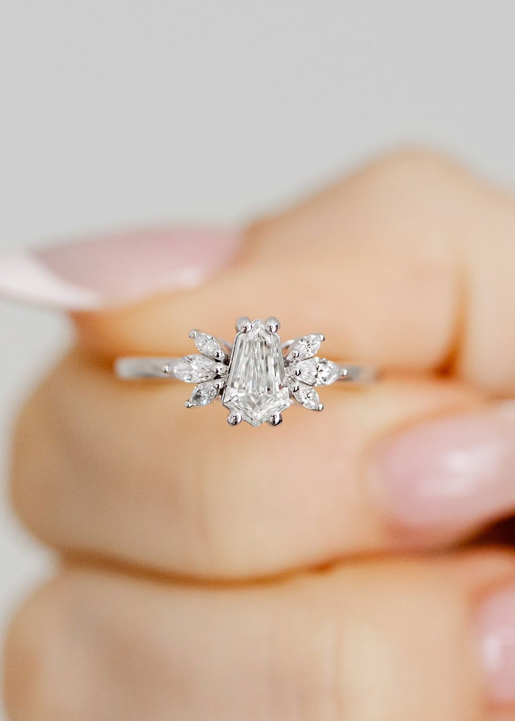 The Mini Luna | .62ct Shield Natural Diamond | White Gold