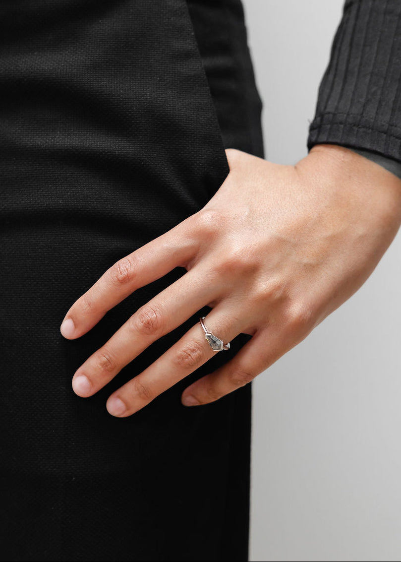 The Lyra | 1.29ct Kite Salt & Pepper Diamond | White Gold