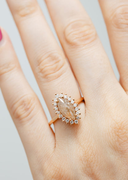 The Soleil Ring | 2.16 ct Marquise Shaped Natural Rose Diamond | Rose Gold