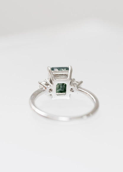 The Orion | 2.37ct Emerald Moss Agate | White Gold