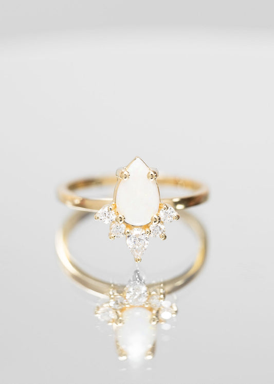 The Celeste | .62ct Pear Opal | Yellow Gold