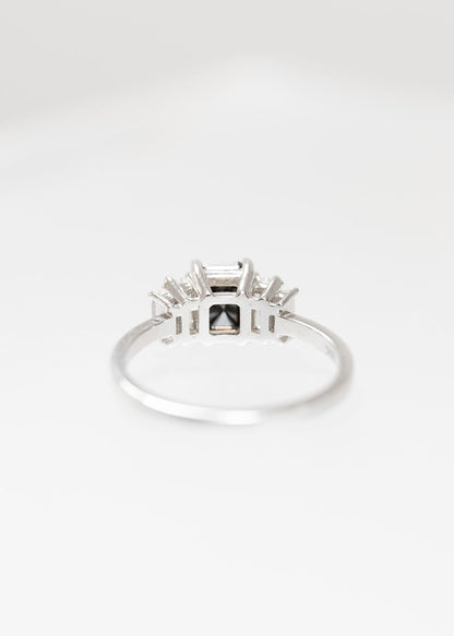 The Portia Ring | 1.30ct Black Emerald Cut Diamond | White Gold