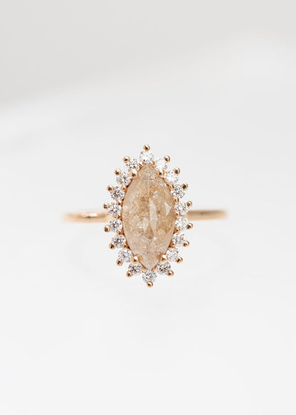 The Soleil Ring | 2.16 ct Marquise Shaped Natural Rose Diamond | Rose Gold