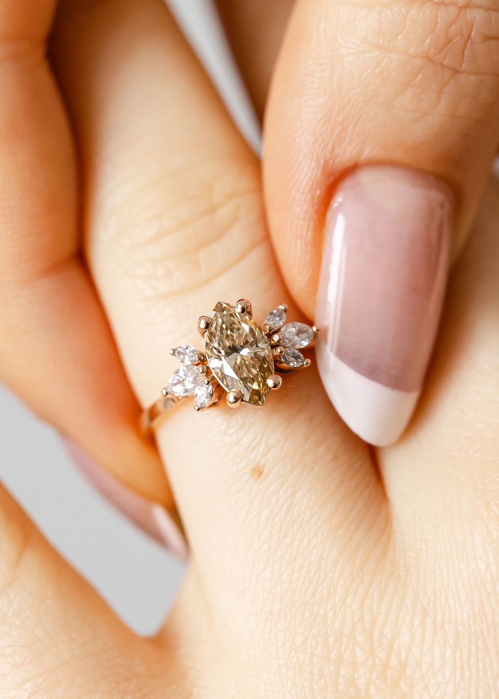 The Mini Luna | 1.01ct Marquise Champagne Diamond | Rose Gold