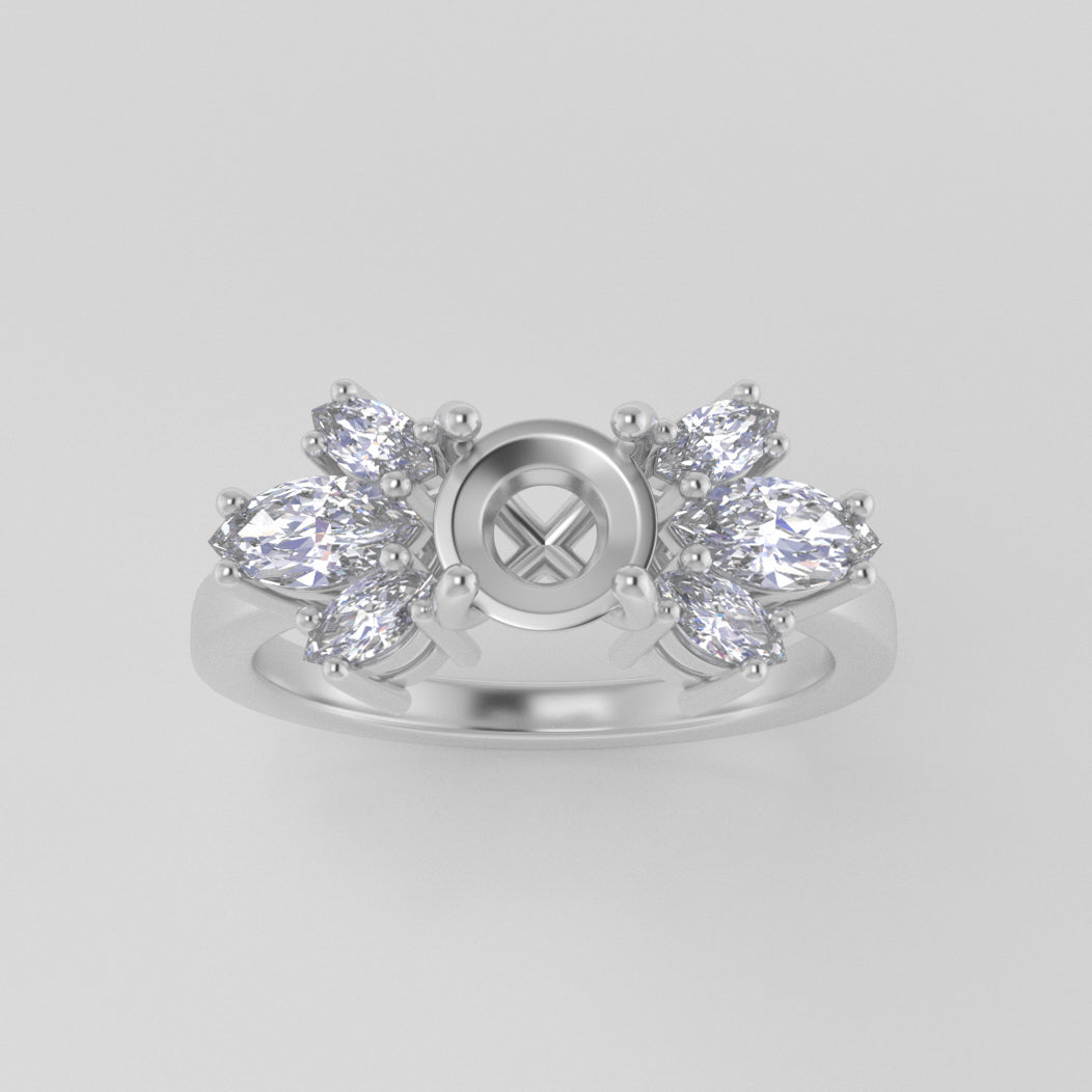 The Luna | Platinum | White | Size 7 | Stone EM43 | Dune Ring Box | Custom Engraving:  +$0