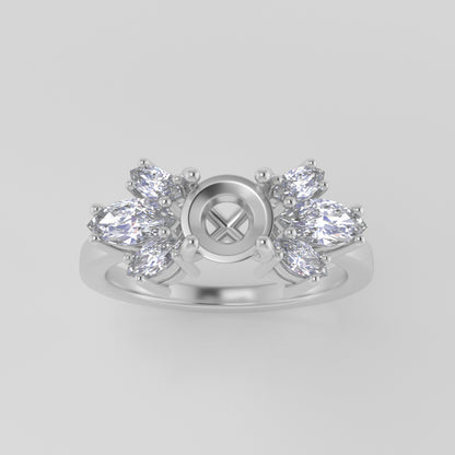 The Luna | Platinum | White | Size 7 | Stone EM43 | Dune Ring Box | Custom Engraving:  +$0