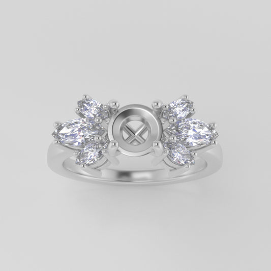 The Luna | Platinum | White | Size 7 | Stone EM43 | Dune Ring Box | Custom Engraving:  +$0