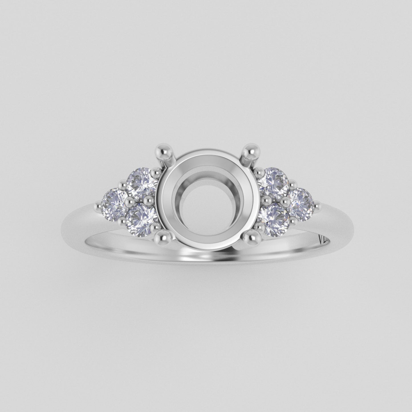 The Calisto | Platinum | White | Size 7.75 | Stone CLR62 | Apricot Ring Box | Custom Engraving:  +$0