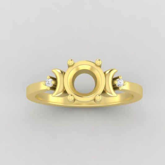 The Selene | 14k | Yellow | Size 7 | Stone EM44 | Moss Ring Box | Custom Engraving: Always +$75