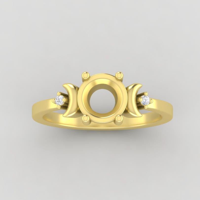 The Selene | 14k | Yellow | Size 7 | Stone CLR66 | Moss Ring Box | Custom Engraving:  +$0