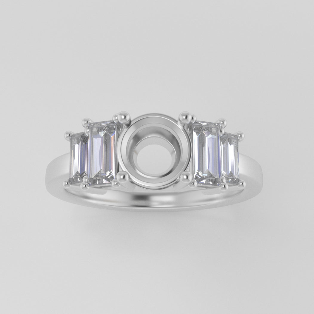 The Portia | 14k | White | Size 8 | Stone MG7 | Cinque Ring Box | Custom Engraving:  +$0