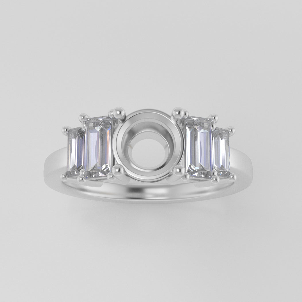 The Portia | Platinum | White | Size 5 | Stone MOS109 | Moss Ring Box | Custom Engraving:  +$0