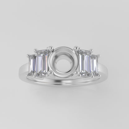 The Portia | Platinum | White | Size 5 | Stone MOS109 | Moss Ring Box | Custom Engraving:  +$0