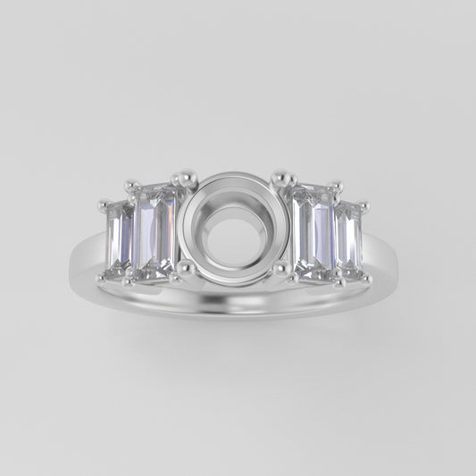 The Portia | Platinum | White | Size 5 | Stone MOS109 | Moss Ring Box | Custom Engraving:  +$0