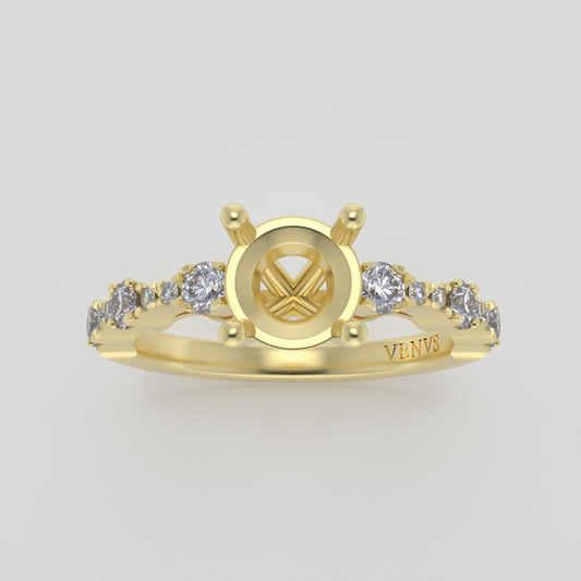 The Saturn | 14k | Yellow | Size 8 | Stone Moissanite | Pear | 7x5mm | Moss Ring Box | Custom Engraving:  +$0