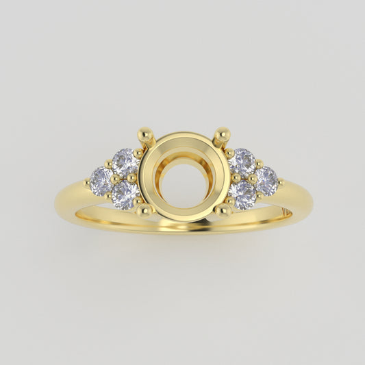 The Calisto | 14k | Yellow | Size 7 | Stone Moissanite | Square Cushion | 6mm | Blue Ring Box | Custom Engraving:  +$0