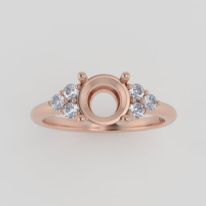 The Calisto | 14k | Rose | Size 6.5 | Stone RB45 | Gray Ring Box | Custom Engraving:  +$0