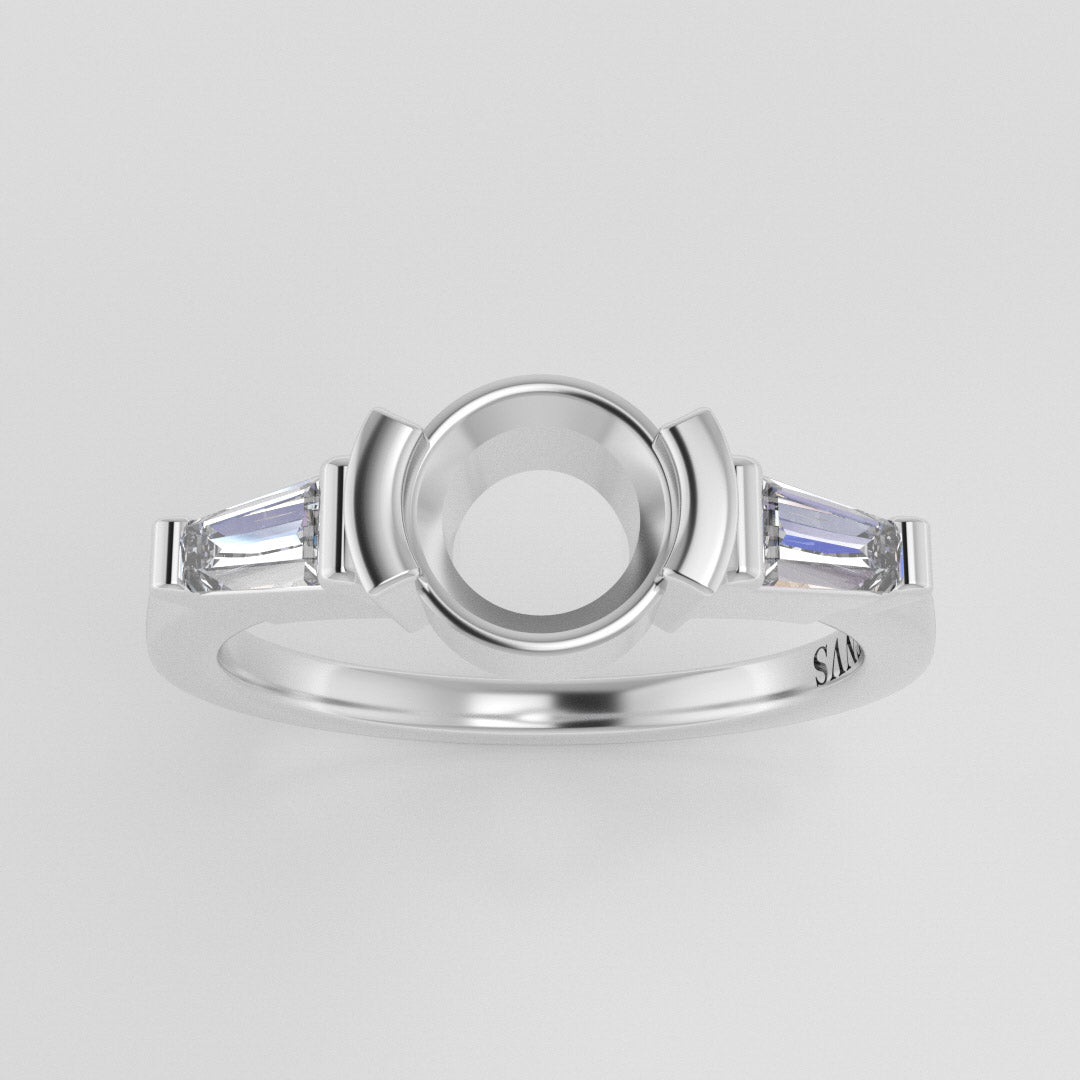 The Wolfe | 14k | White | Size 9 | Stone HX107 | Apricot Ring Box | Custom Engraving:  +$0