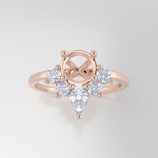 The Celeste | 14k | Rose | Size 8 | Stone Moissanite | Pear | 8x5mm | Apricot Ring Box | Custom Engraving:  +$0
