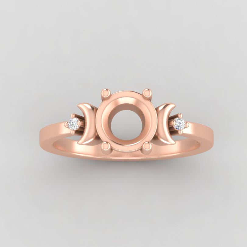 The Selene | 14k | Rose | Size 6 | Stone MOS115 | Green Ring Box | Custom Engraving:  +$0
