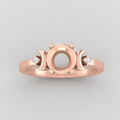 The Selene | 14k | Rose | Size 6 | Stone MOS115 | Green Ring Box | Custom Engraving:  +$0